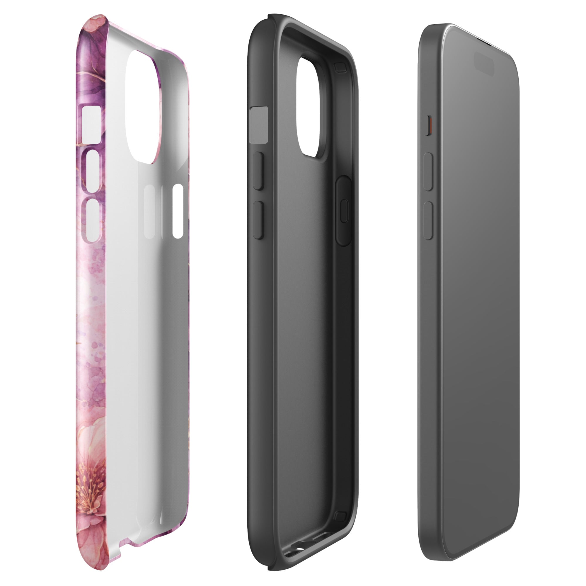 Pink Watercolor Floral Tough Case for iPhone 15 Plus