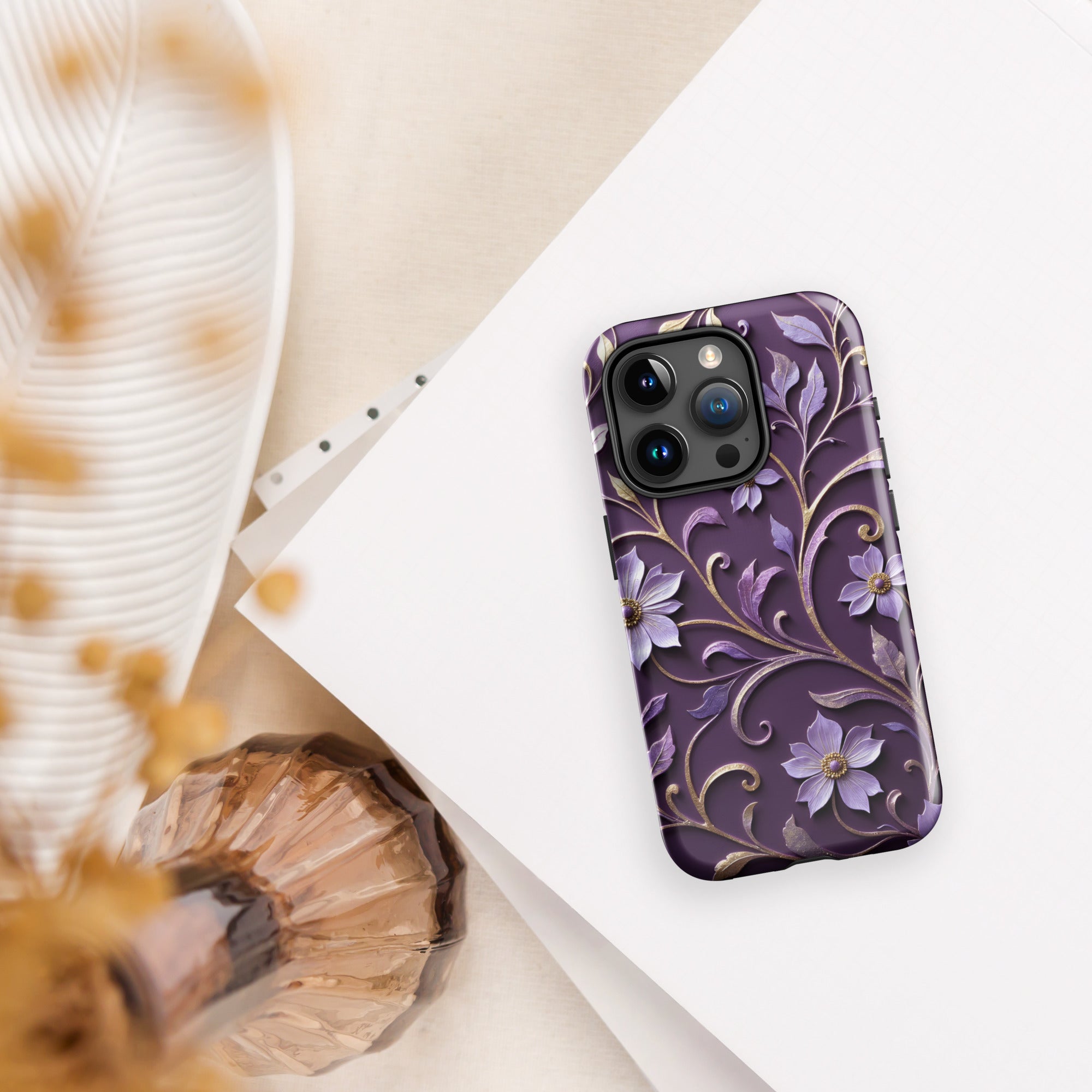 Royal Violet Filigree Tough Case for iPhone 15 Pro