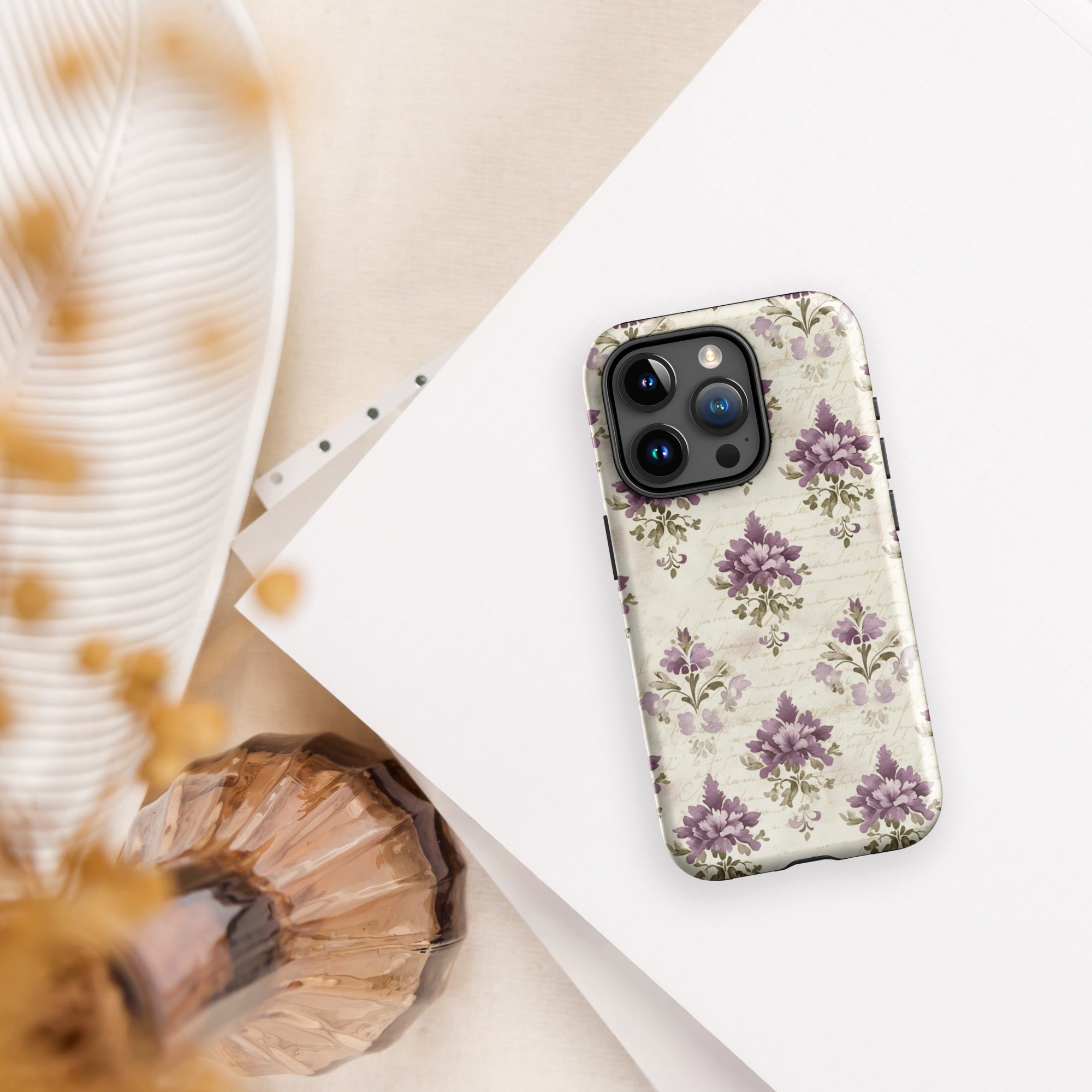 Vintage Floral Damask Tough Case for iPhone 15 Pro
