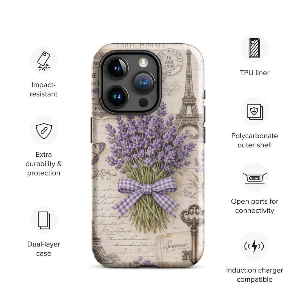 Vintage Paris Lavender Tough Case for iPhone 15 Pro