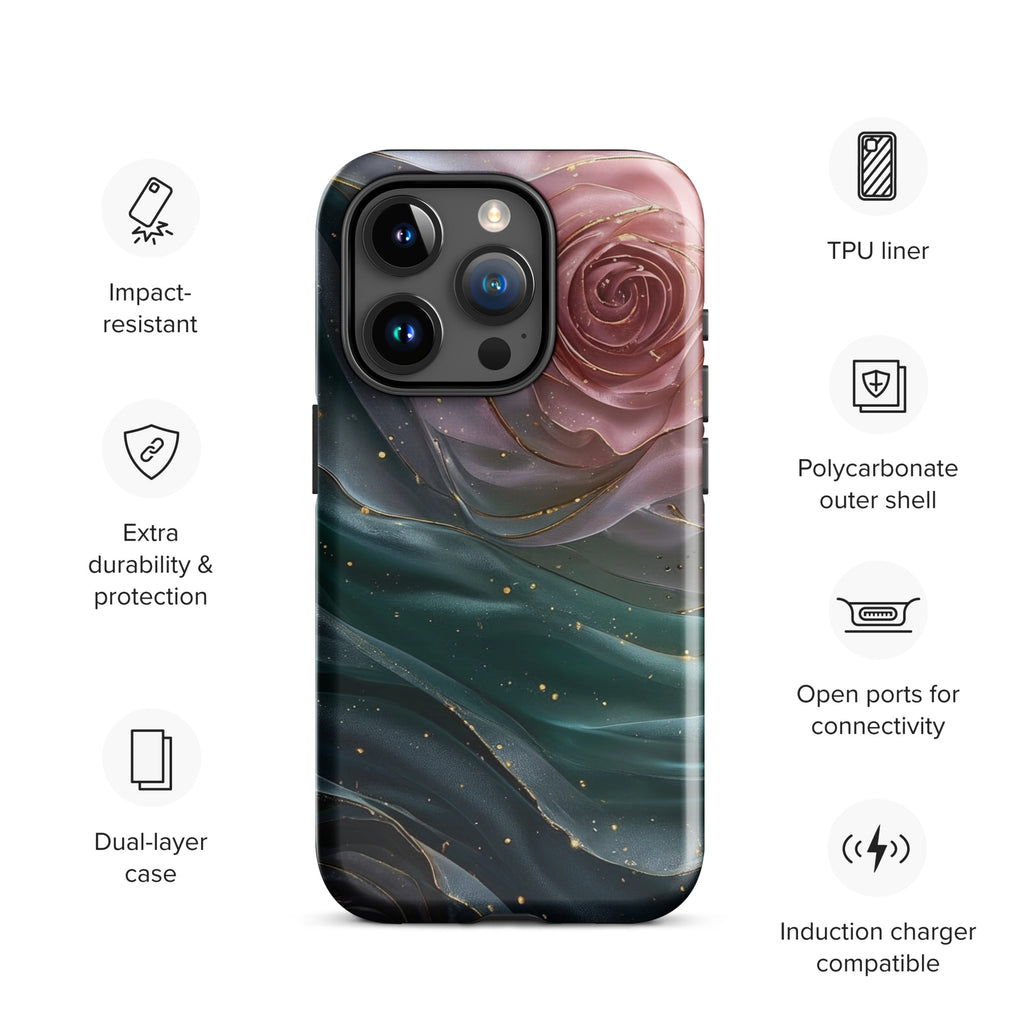 Elegant Rose Marble Tough Case for iPhone 15 Pro