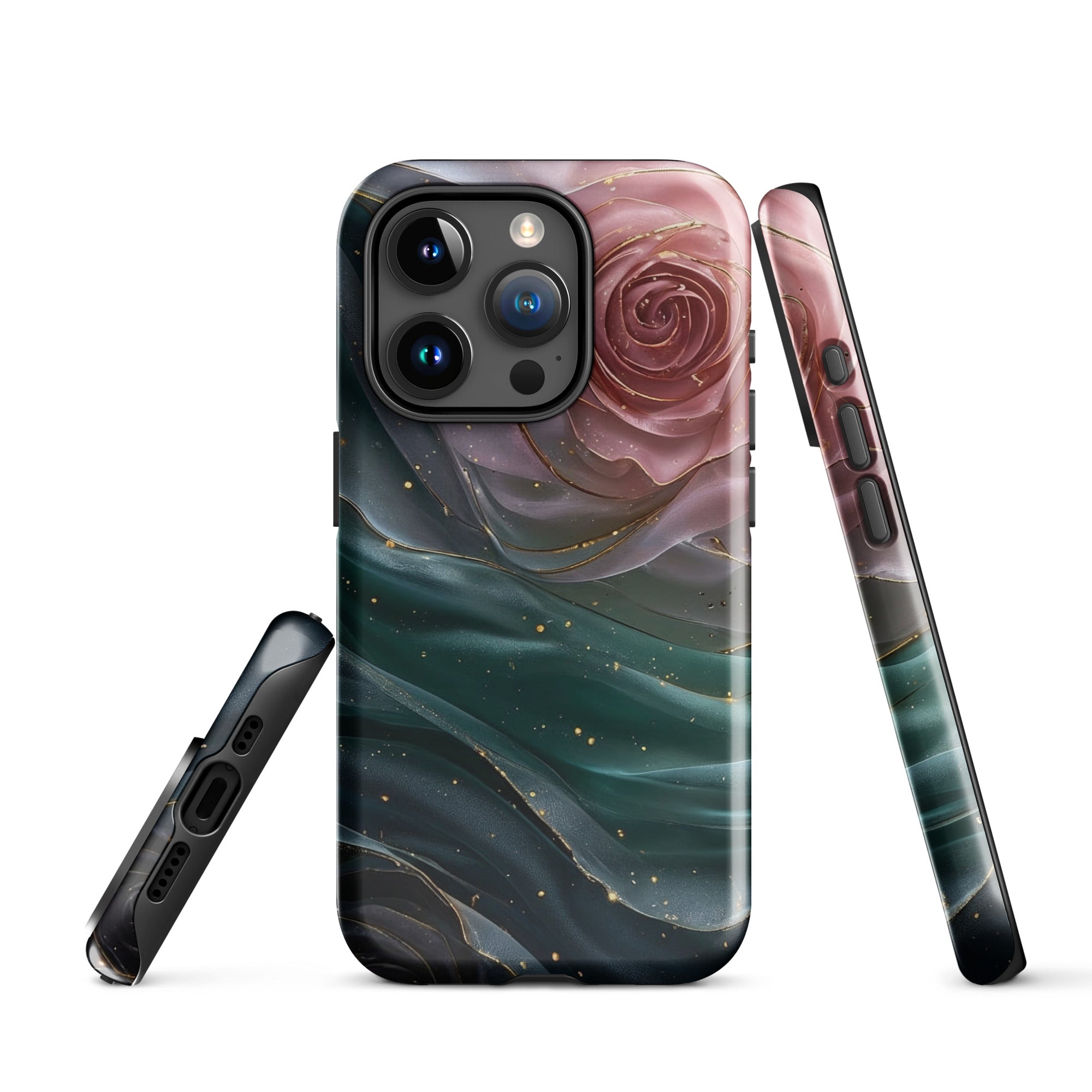 Elegant Rose Marble Tough Case for iPhone 15 Pro