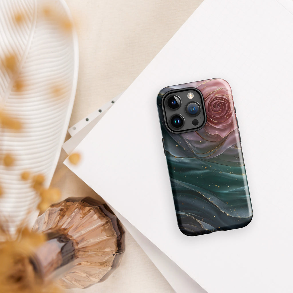 Elegant Rose Marble Tough Case for iPhone 15 Pro
