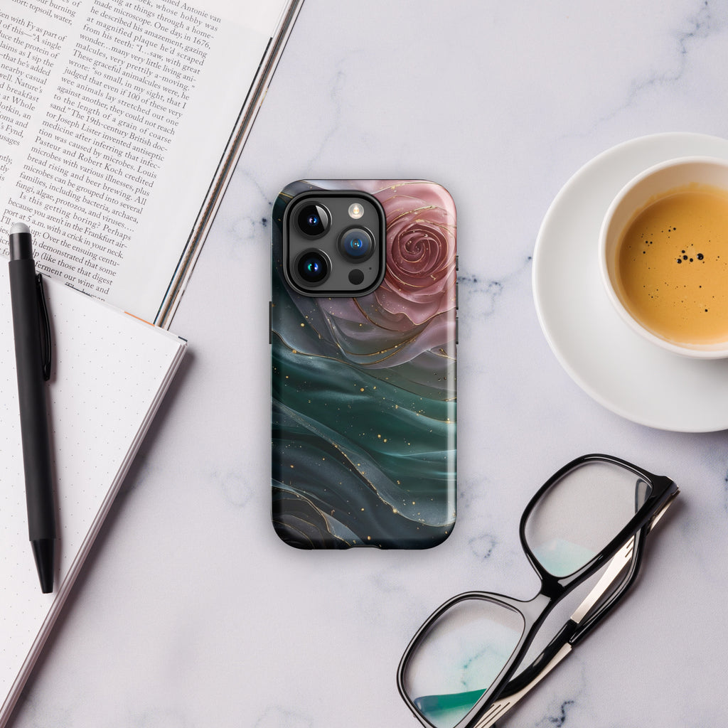 Elegant Rose Marble Tough Case for iPhone 15 Pro