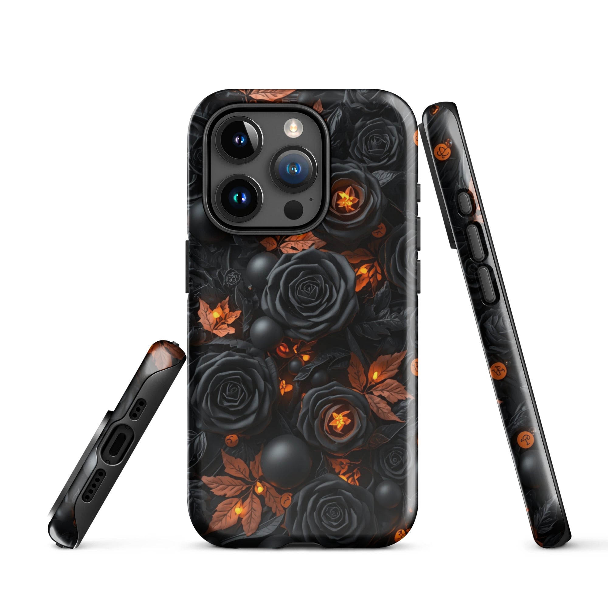Dark Floral Glow Tough Case for iPhone 15 Pro