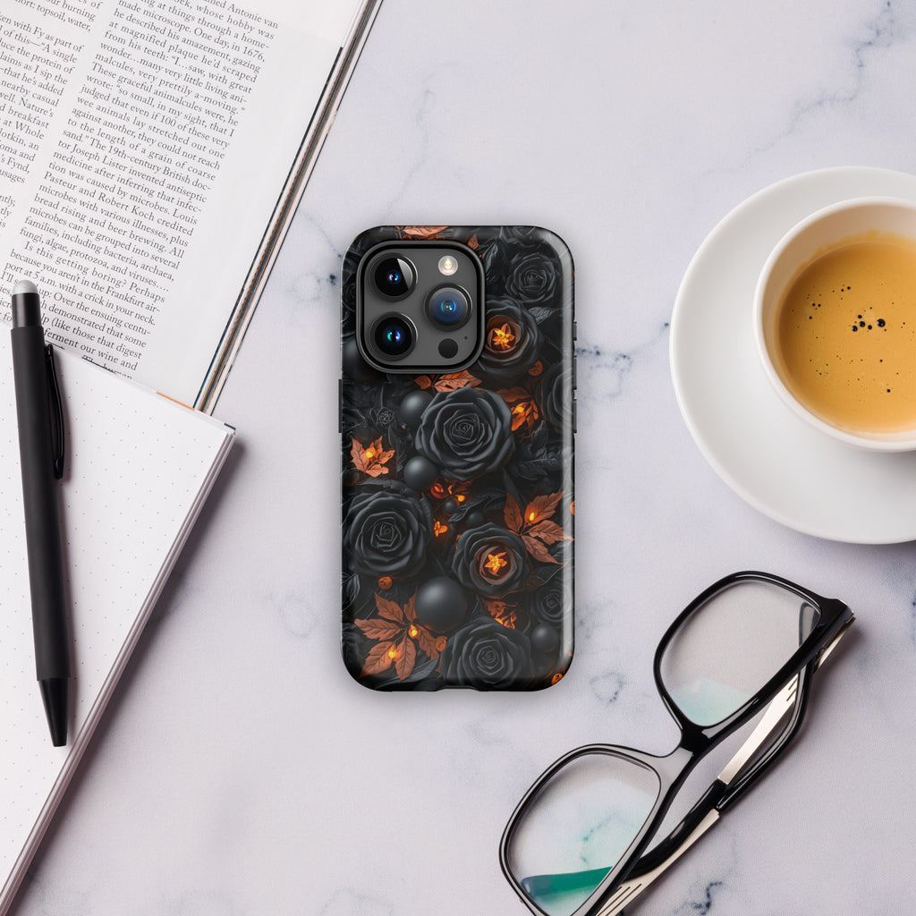 Dark Floral Glow Tough Case for iPhone 15 Pro