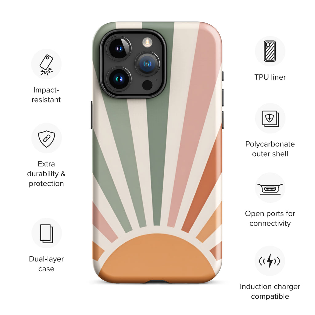 Retro Sunrise Tough Case for iPhone 15 Pro Max