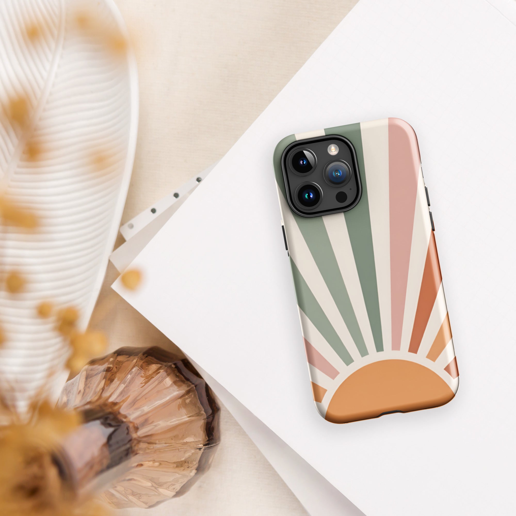 Retro Sunrise Tough Case for iPhone 15 Pro Max