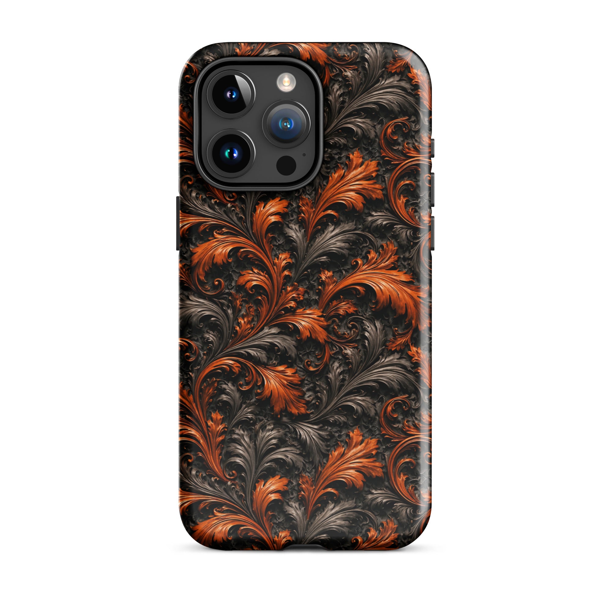 Burnt Orange Filigree Tough Case for iPhone 15 Pro Max