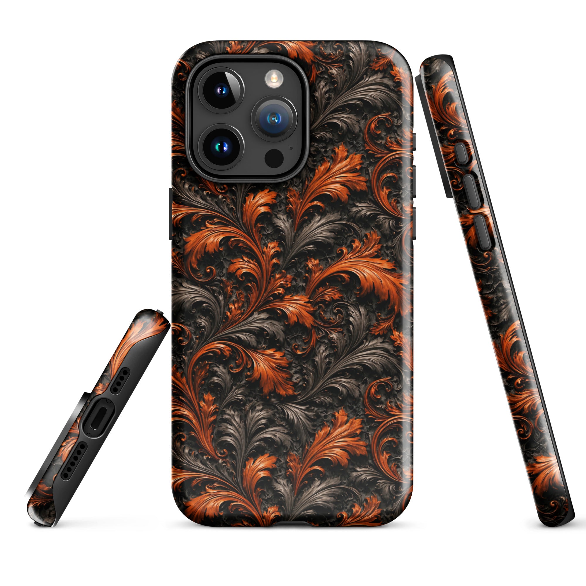 Burnt Orange Filigree Tough Case for iPhone 15 Pro Max