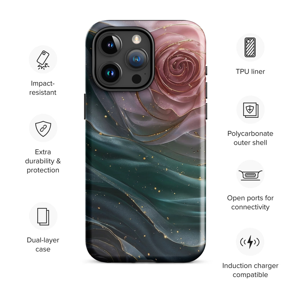 Elegant Rose Marble Tough Case for iPhone 15 Pro Max
