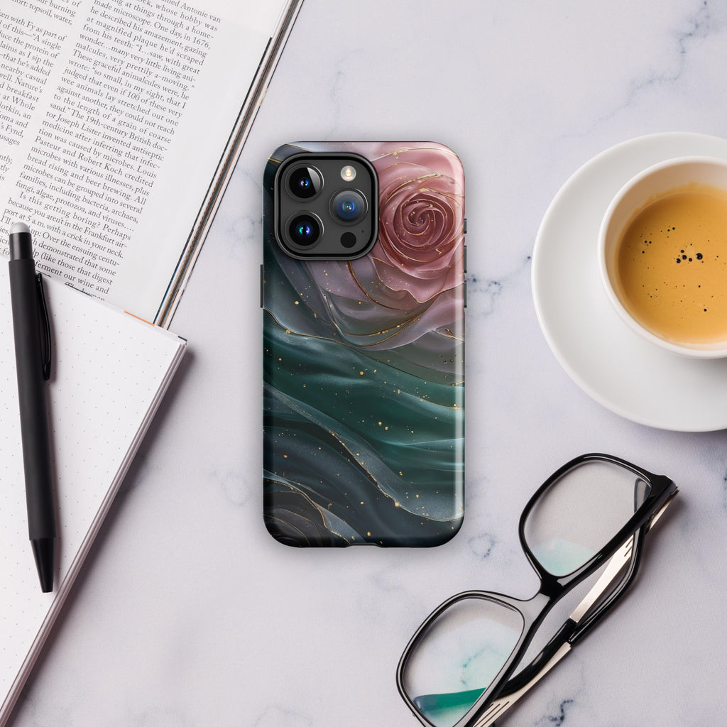 Elegant Rose Marble Tough Case for iPhone 15 Pro Max