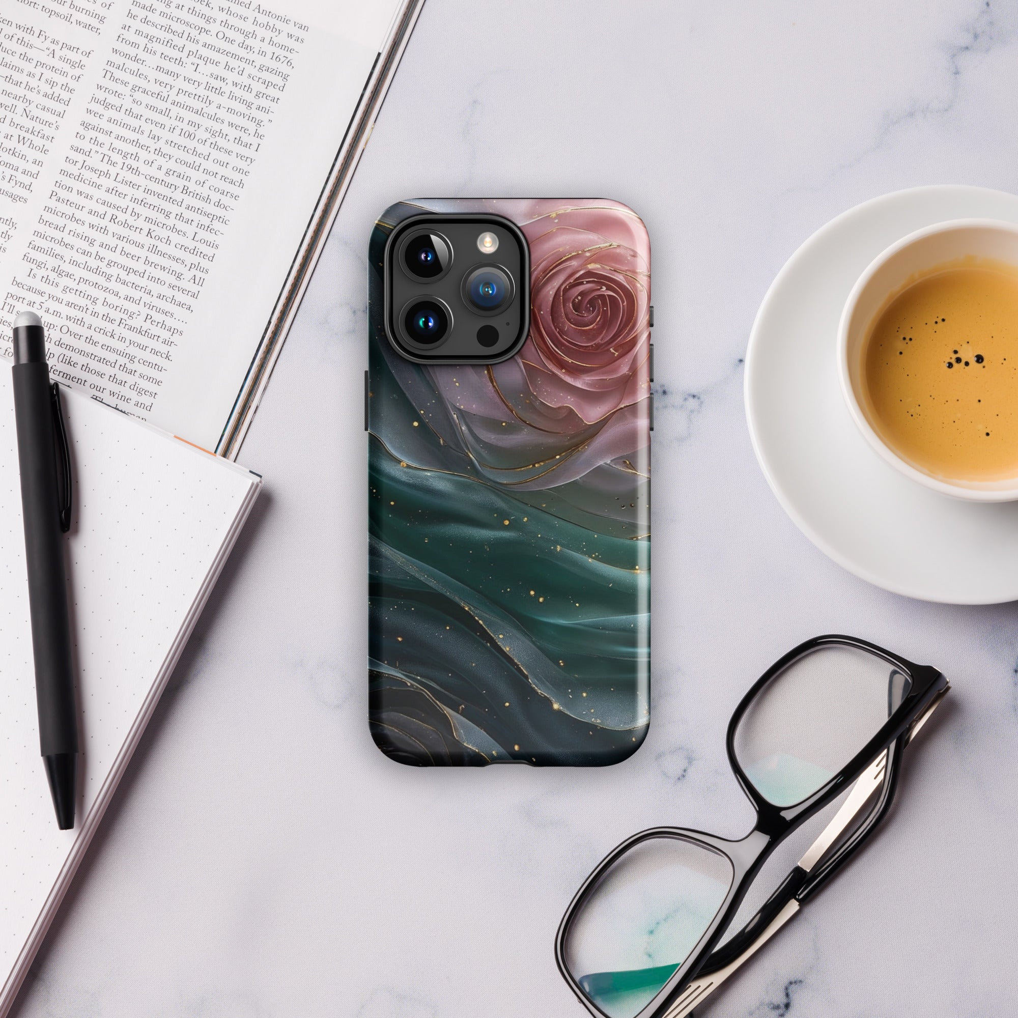 Elegant Rose Marble Tough Case for iPhone 15 Pro Max
