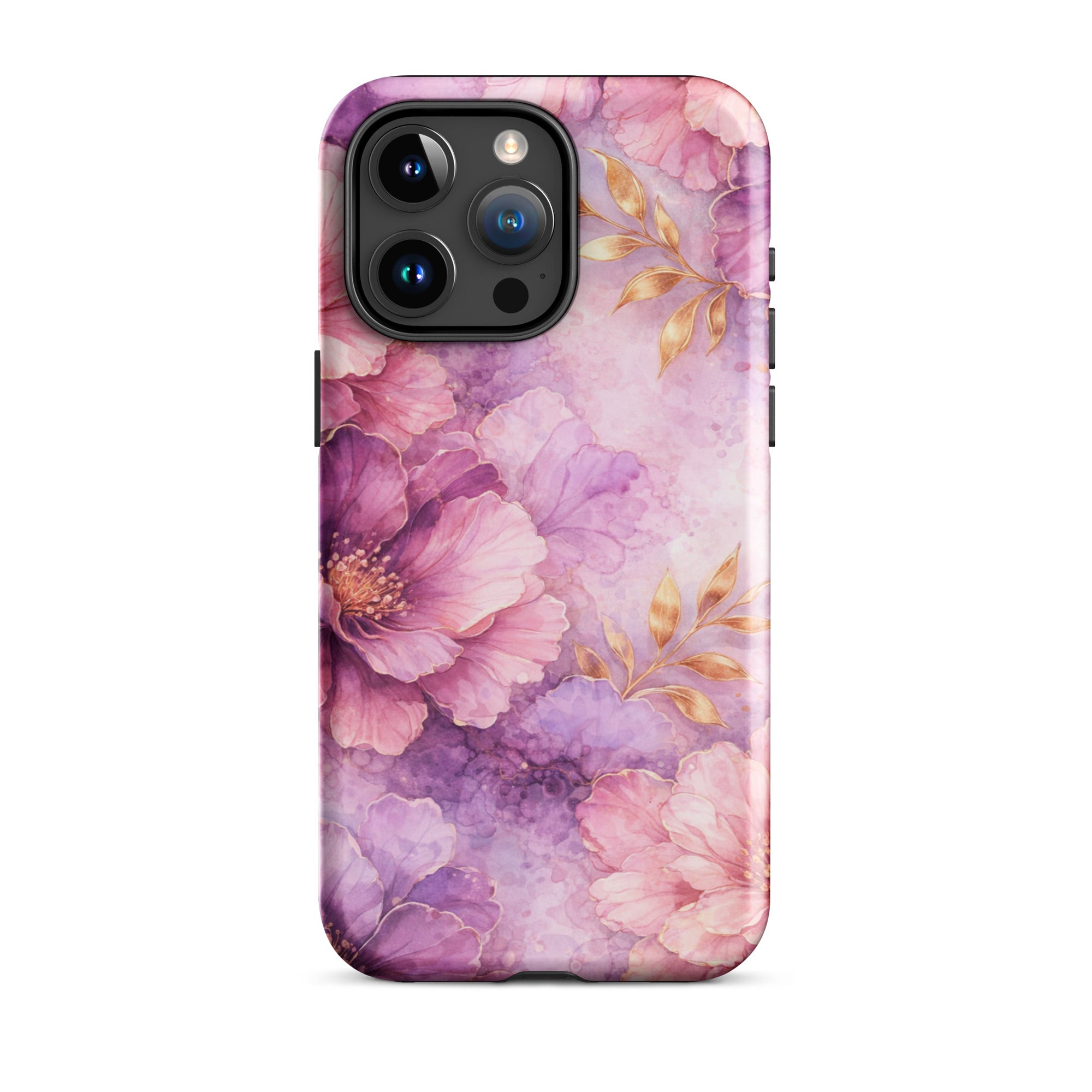 Pink Watercolor Floral Tough Case for iPhone 15 Pro Max