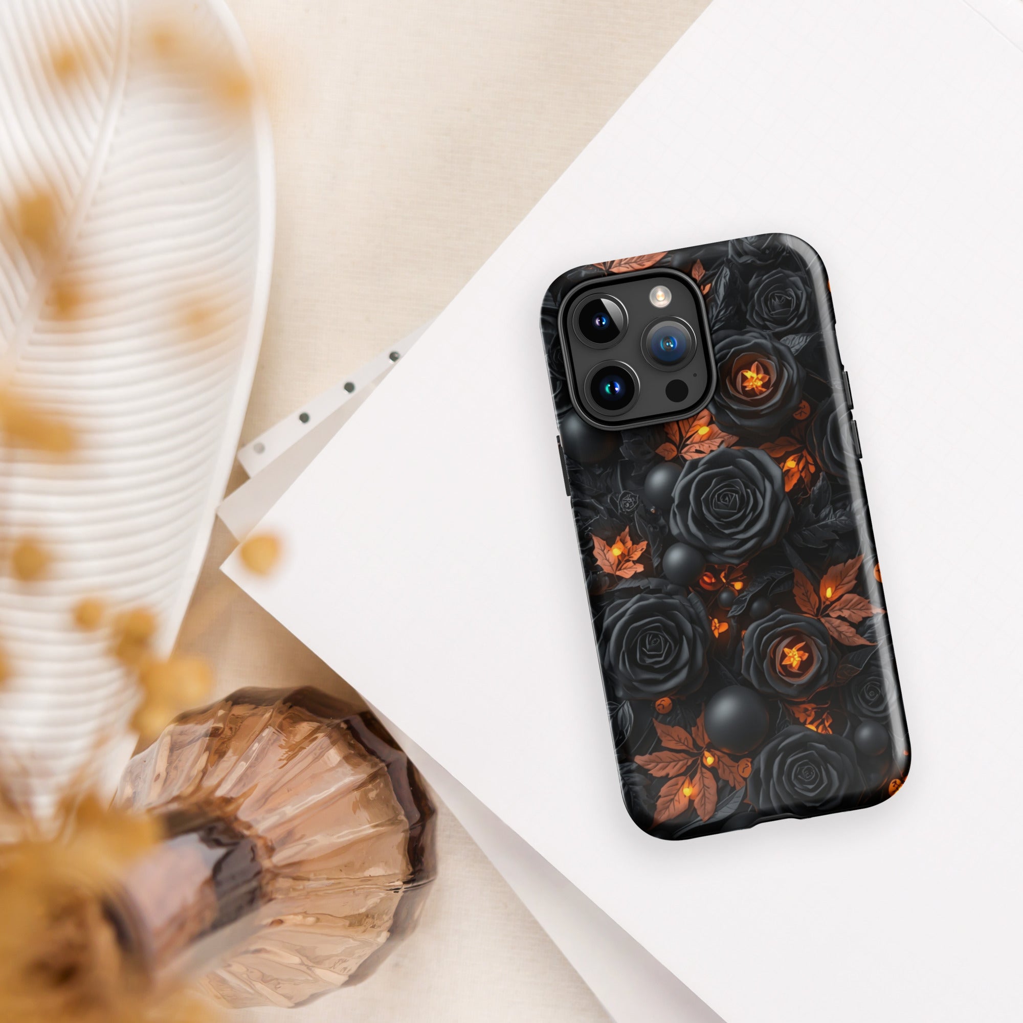 Dark Floral Glow Tough Case for iPhone 15 Pro Max