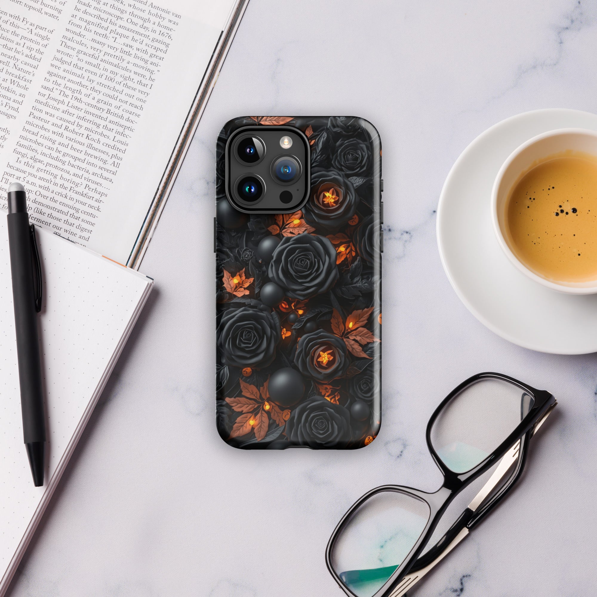Dark Floral Glow Tough Case for iPhone 15 Pro Max
