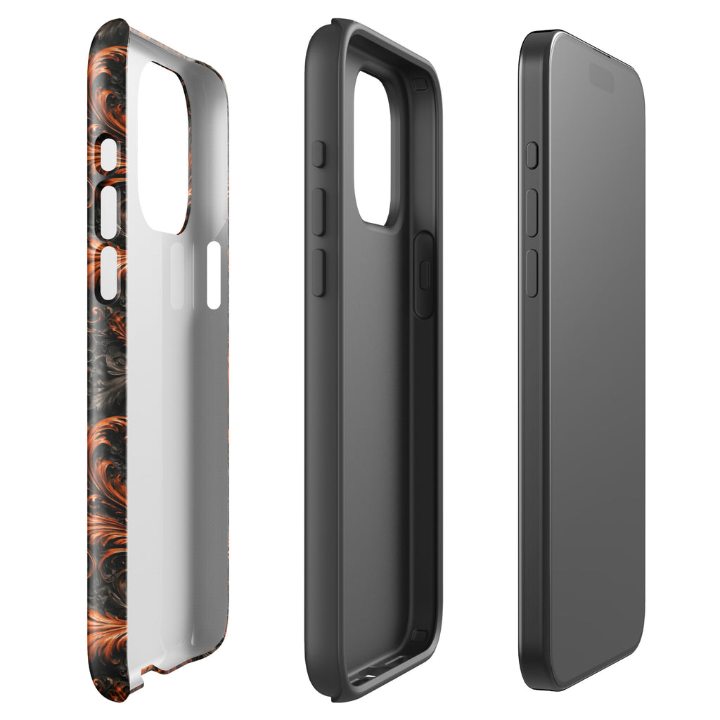 Burnt Orange Filigree Tough Case for iPhone 15 Pro Max