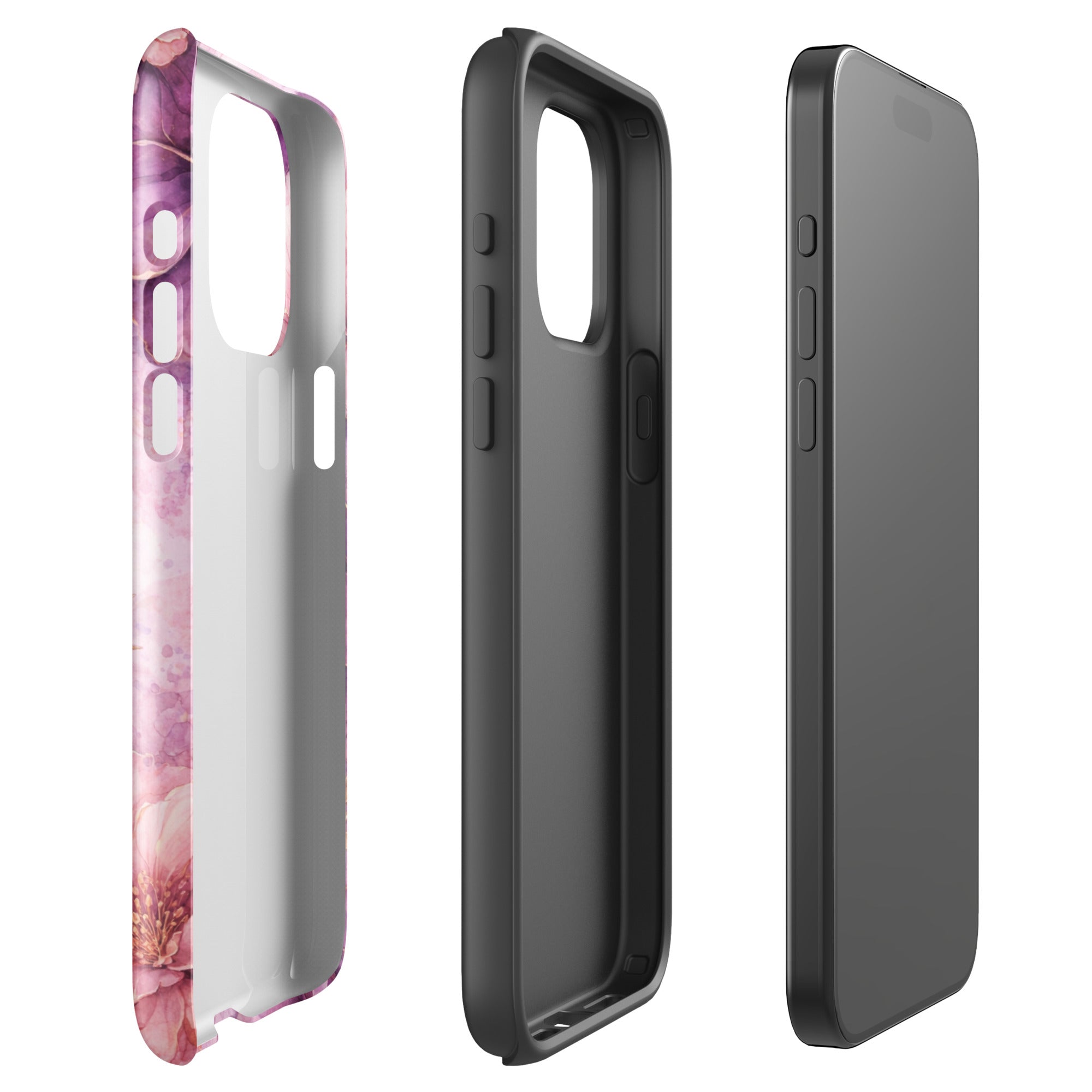 Pink Watercolor Floral Tough Case for iPhone 15 Pro Max