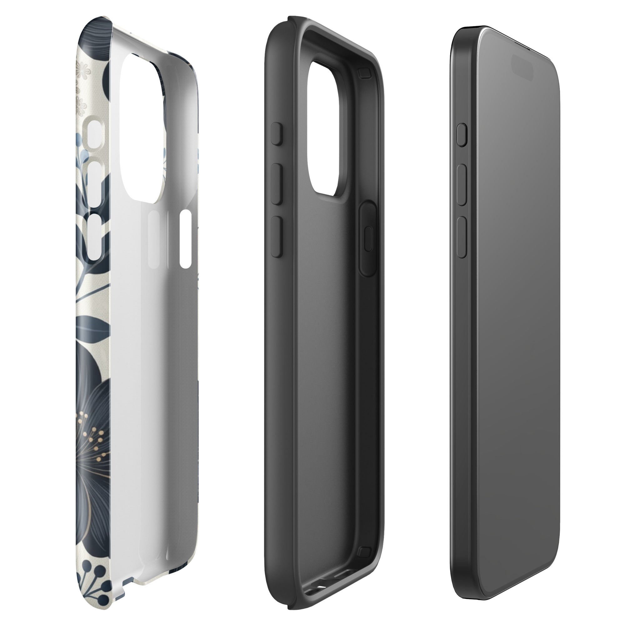 Elegant Blue Floral Tough Case for iPhone 15 Pro Max