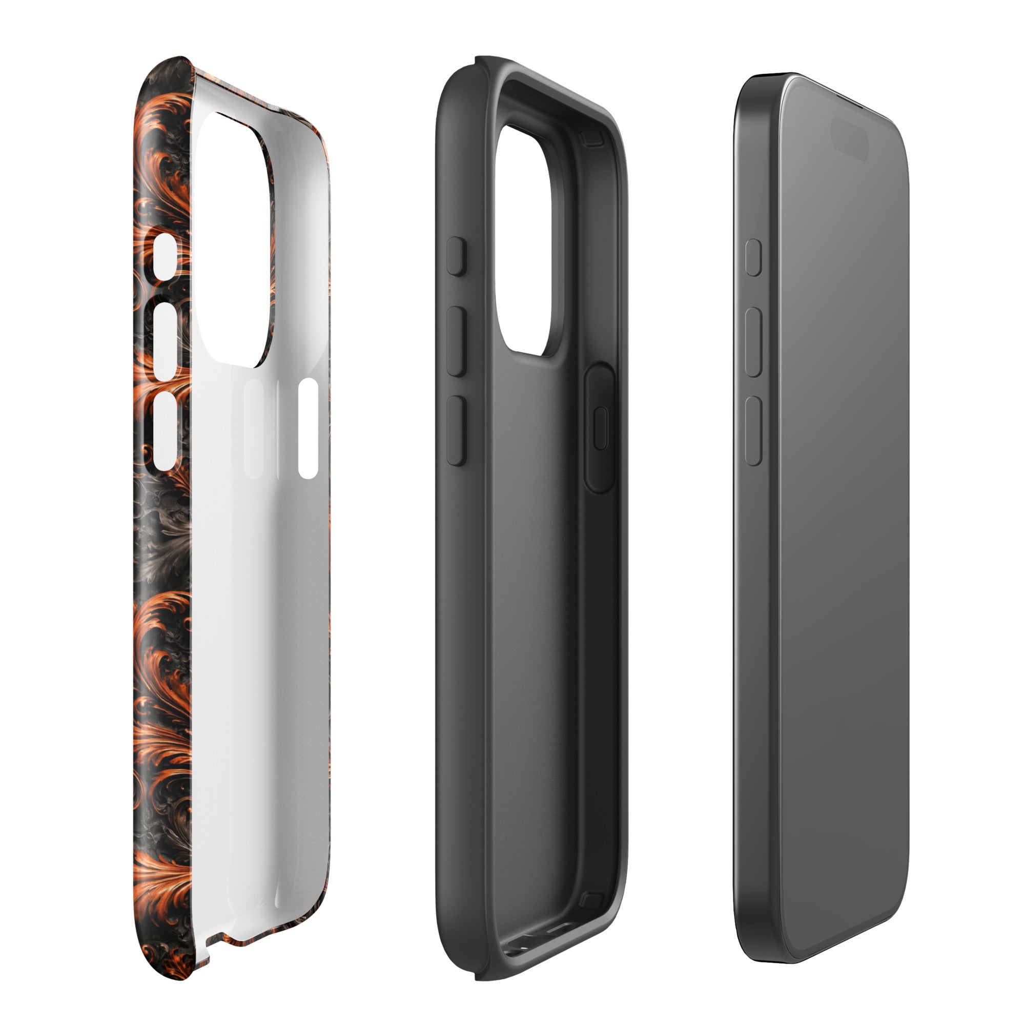 Burnt Orange Filigree Tough Case for iPhone 15 Pro