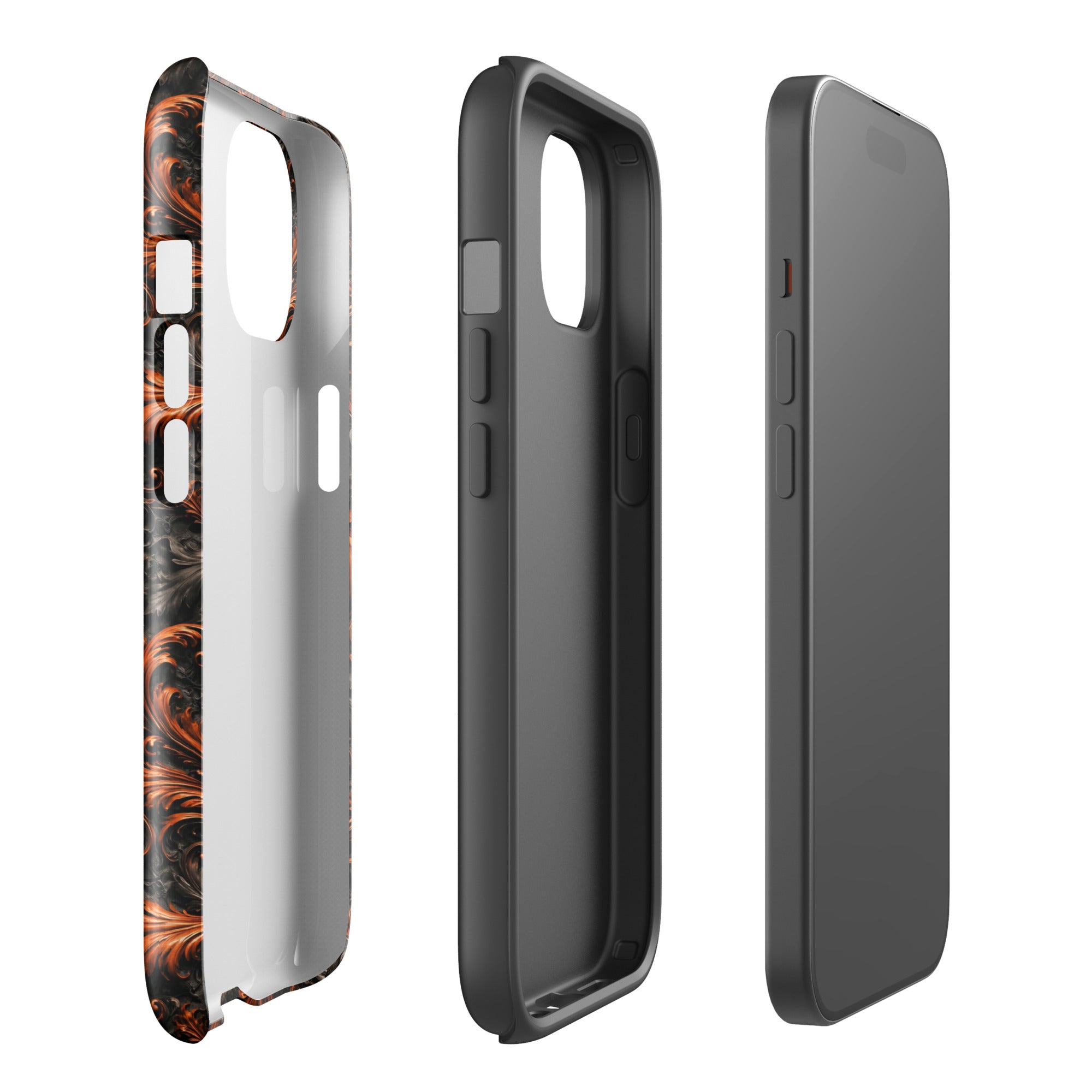 Burnt Orange Filigree Tough Case for iPhone 15