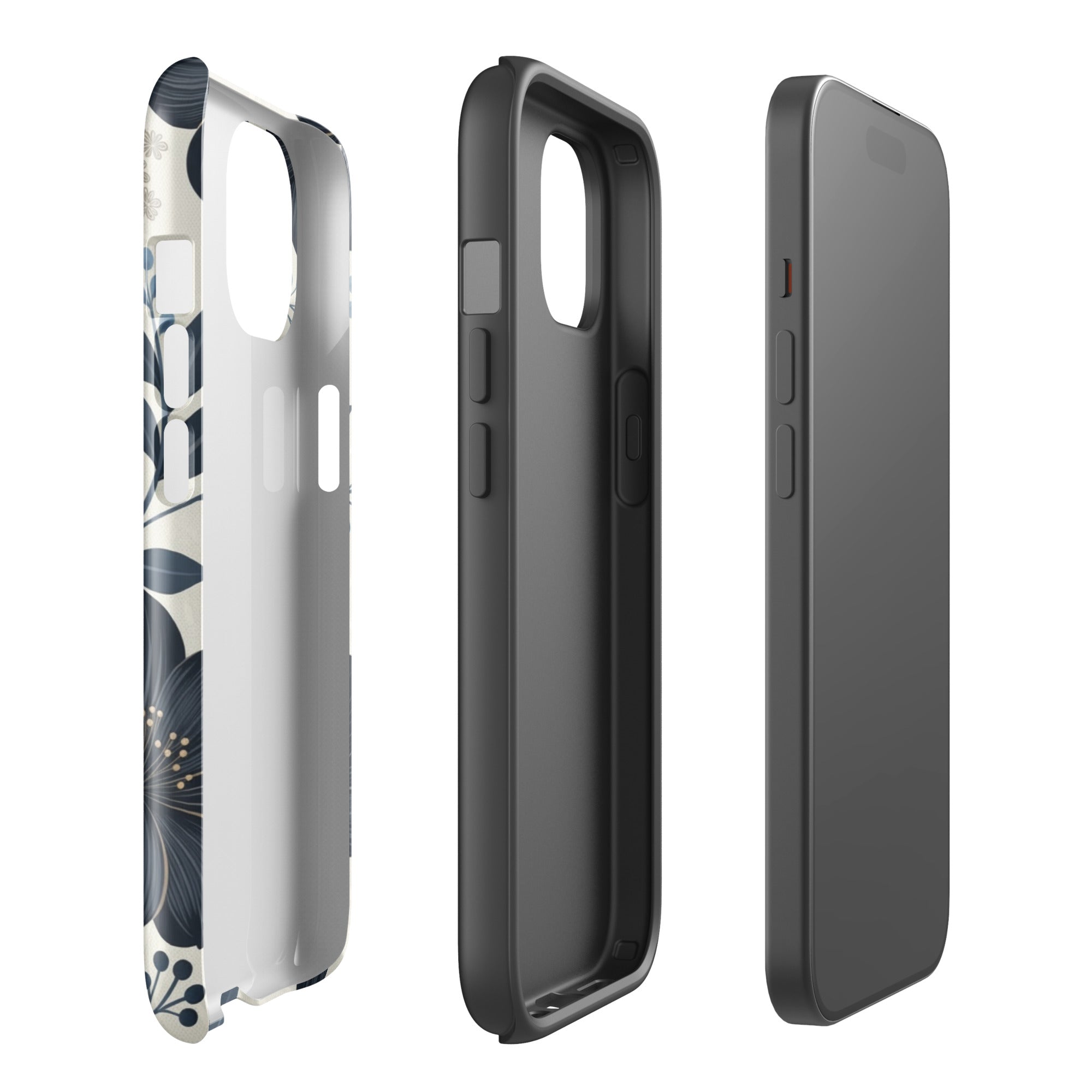 Elegant Blue Floral Tough Case for iPhone 15