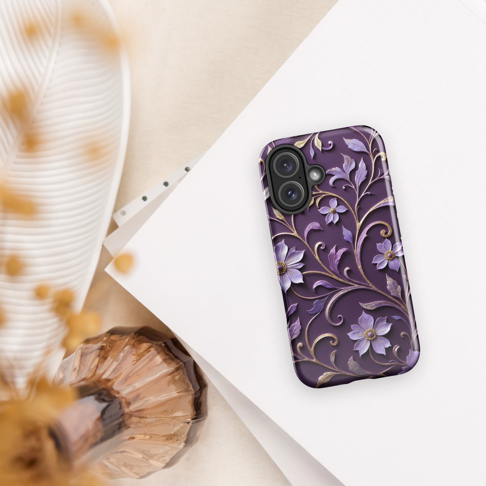 Royal Violet Filigree Tough Case for iPhone 16