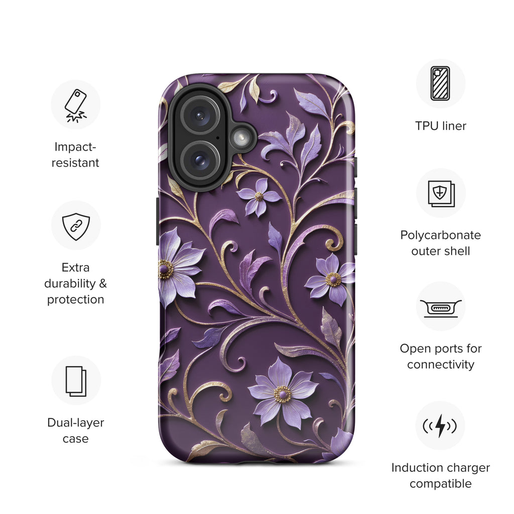 Royal Violet Filigree Tough Case for iPhone 16