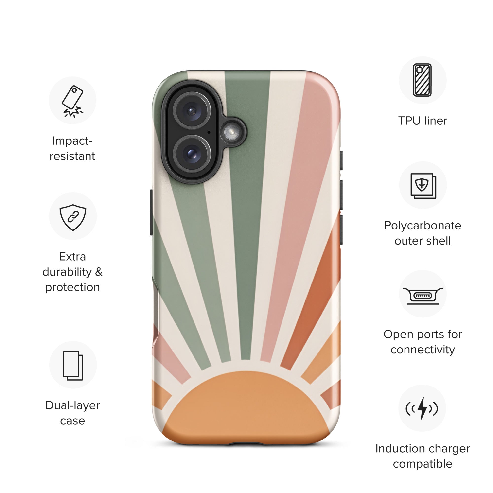 Retro Sunrise Tough Case for iPhone 16