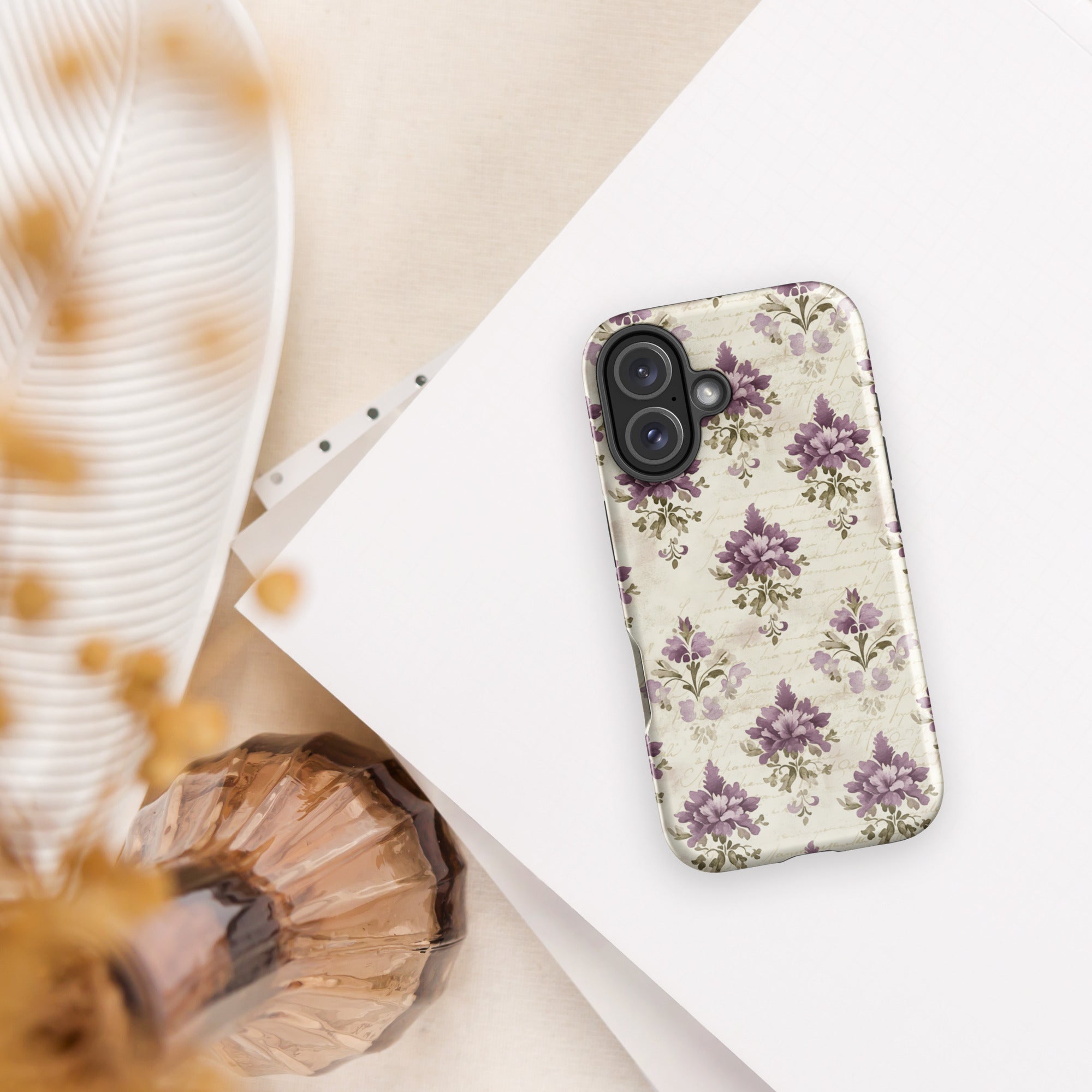 Vintage Floral Damask Tough Case for iPhone 16