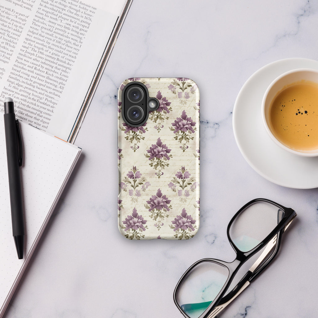 Vintage Floral Damask Tough Case for iPhone 16