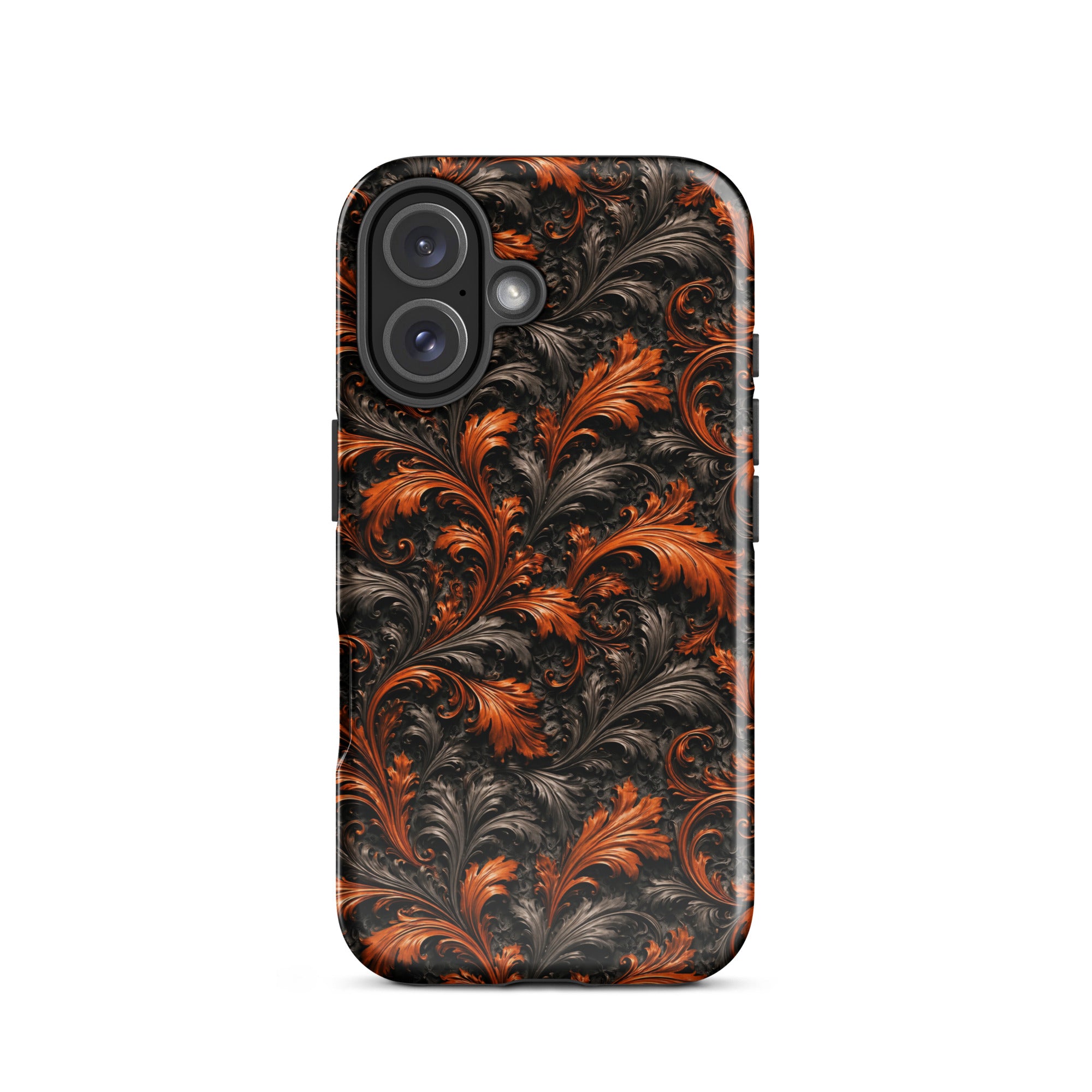 Burnt Orange Filigree Tough Case for iPhone 16