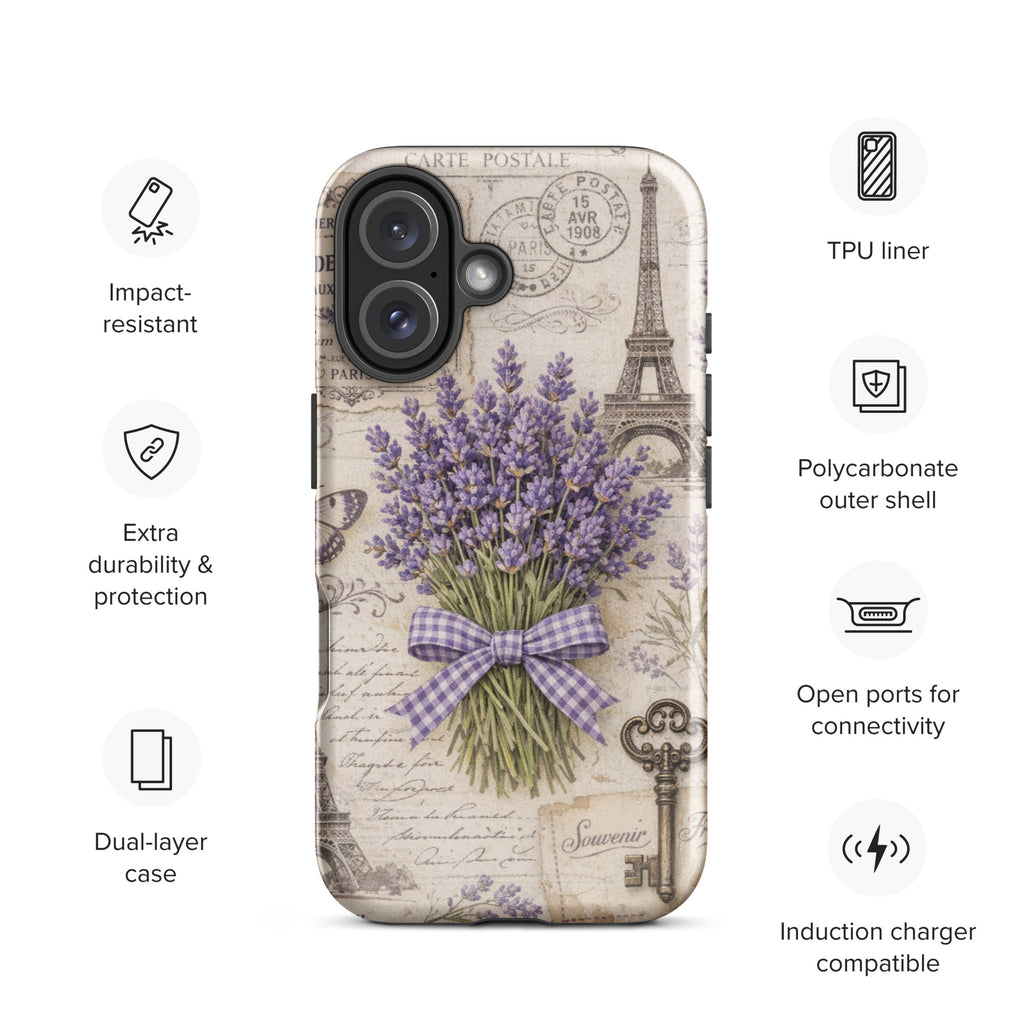 Vintage Paris Lavender Tough Case for iPhone 16