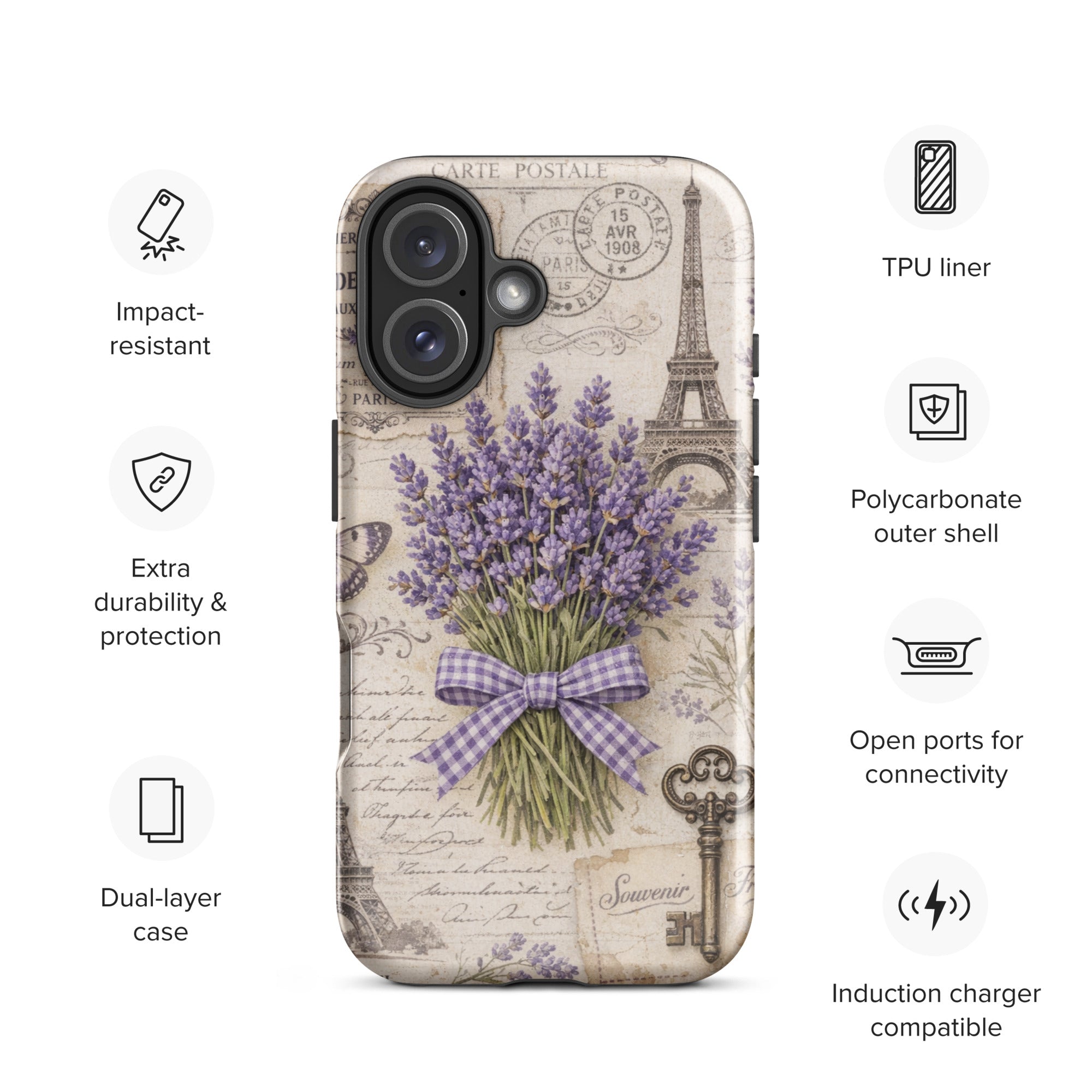 Vintage Paris Lavender Tough Case for iPhone 16