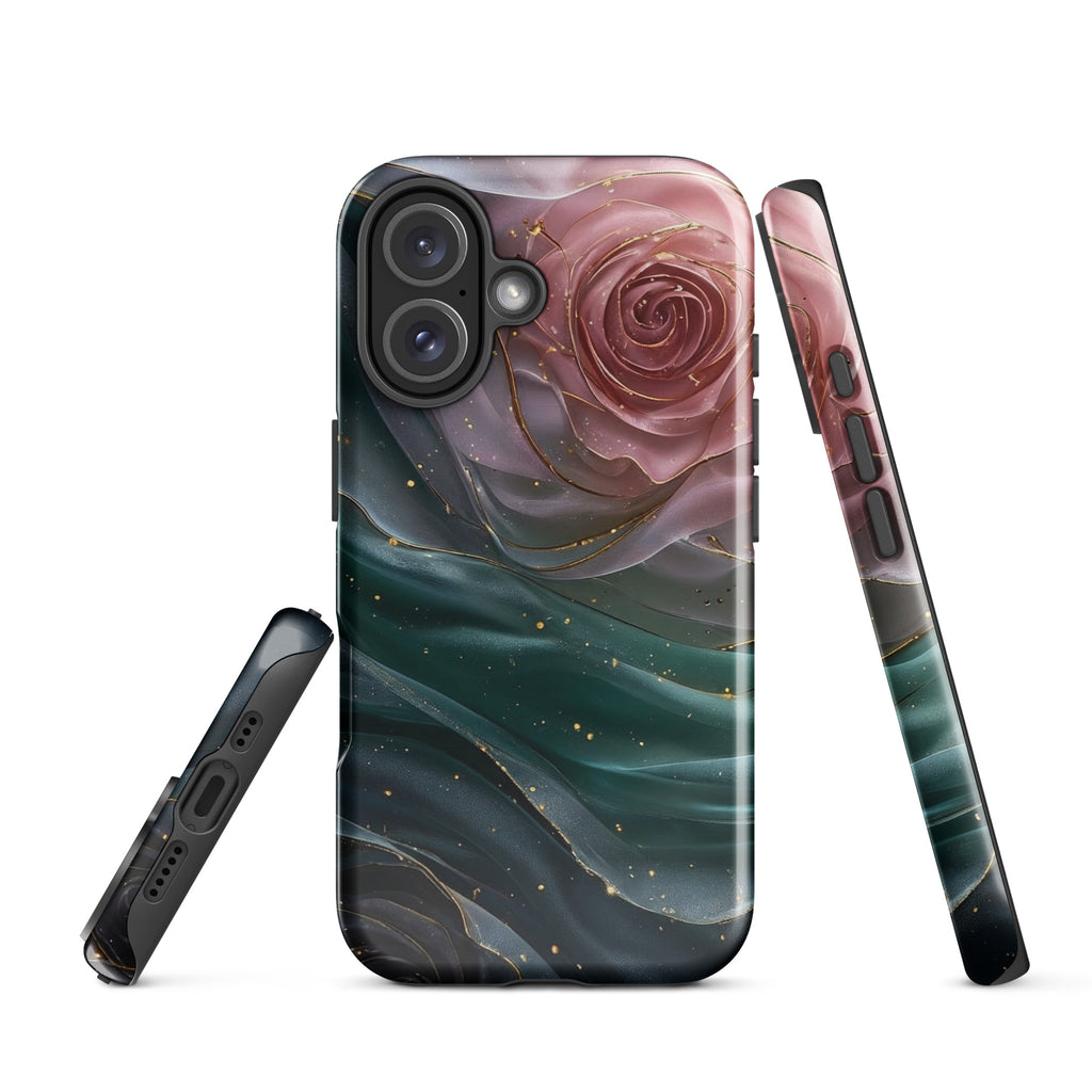 Elegant Rose Marble Tough Case for iPhone 16