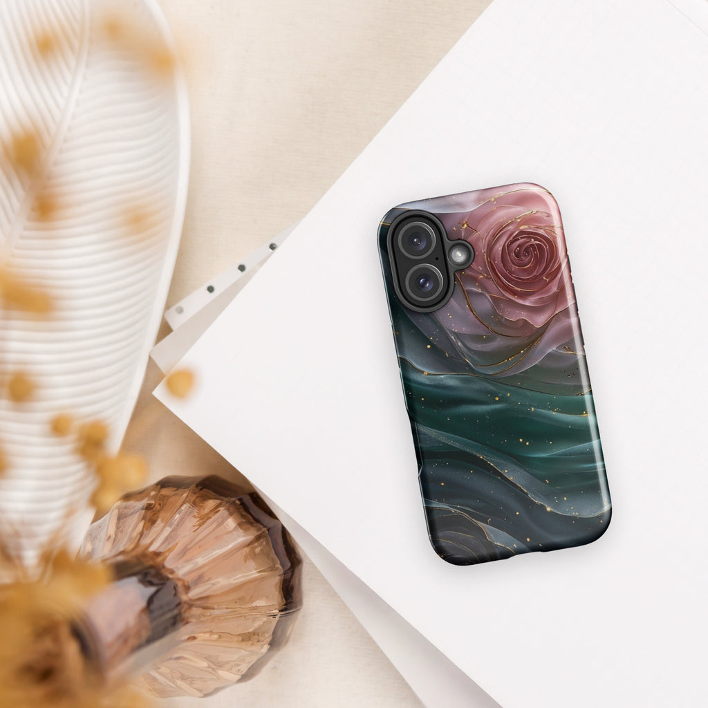 Elegant Rose Marble Tough Case for iPhone 16
