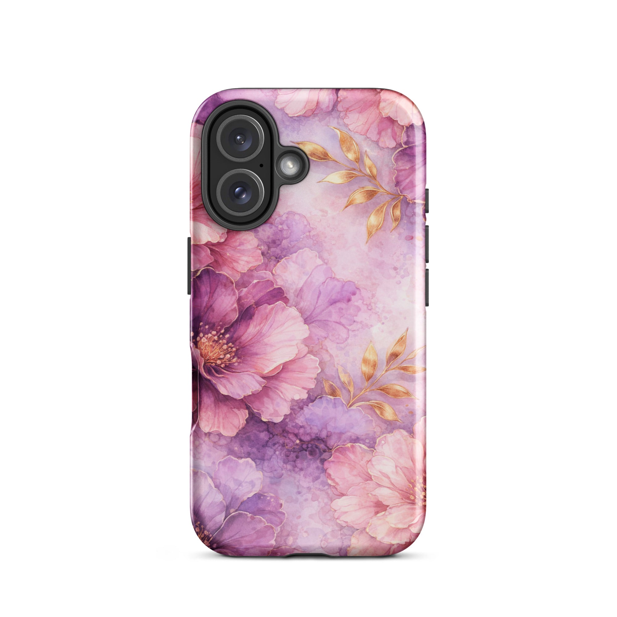 Pink Watercolor Floral Tough Case for iPhone 16