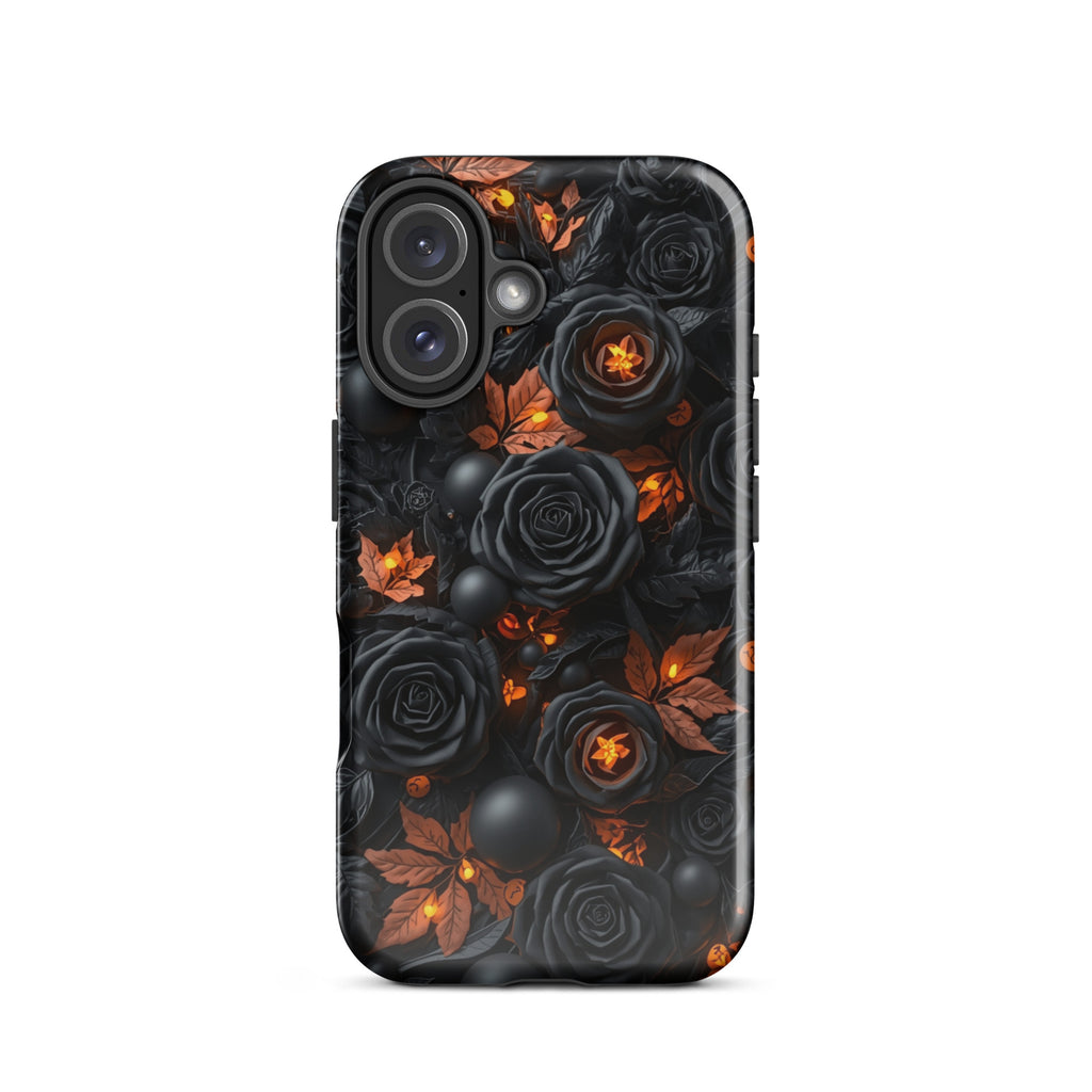 Dark Floral Glow Tough Case for iPhone 16
