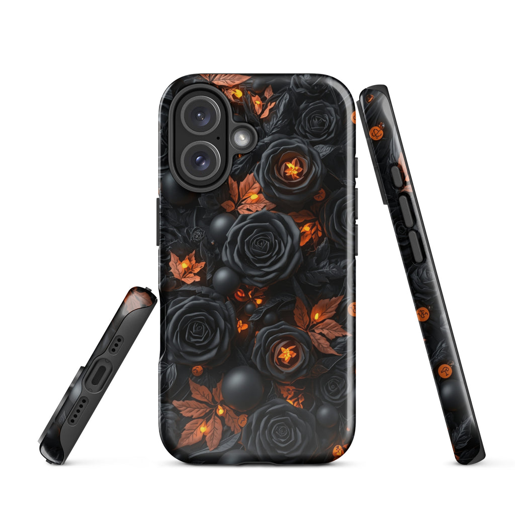 Dark Floral Glow Tough Case for iPhone 16