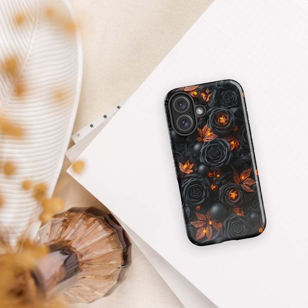Dark Floral Glow Tough Case for iPhone 16
