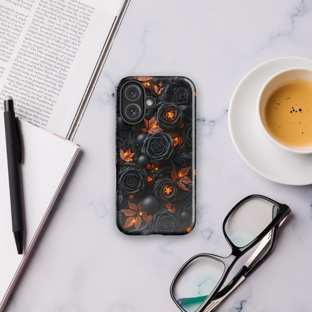 Dark Floral Glow Tough Case for iPhone 16