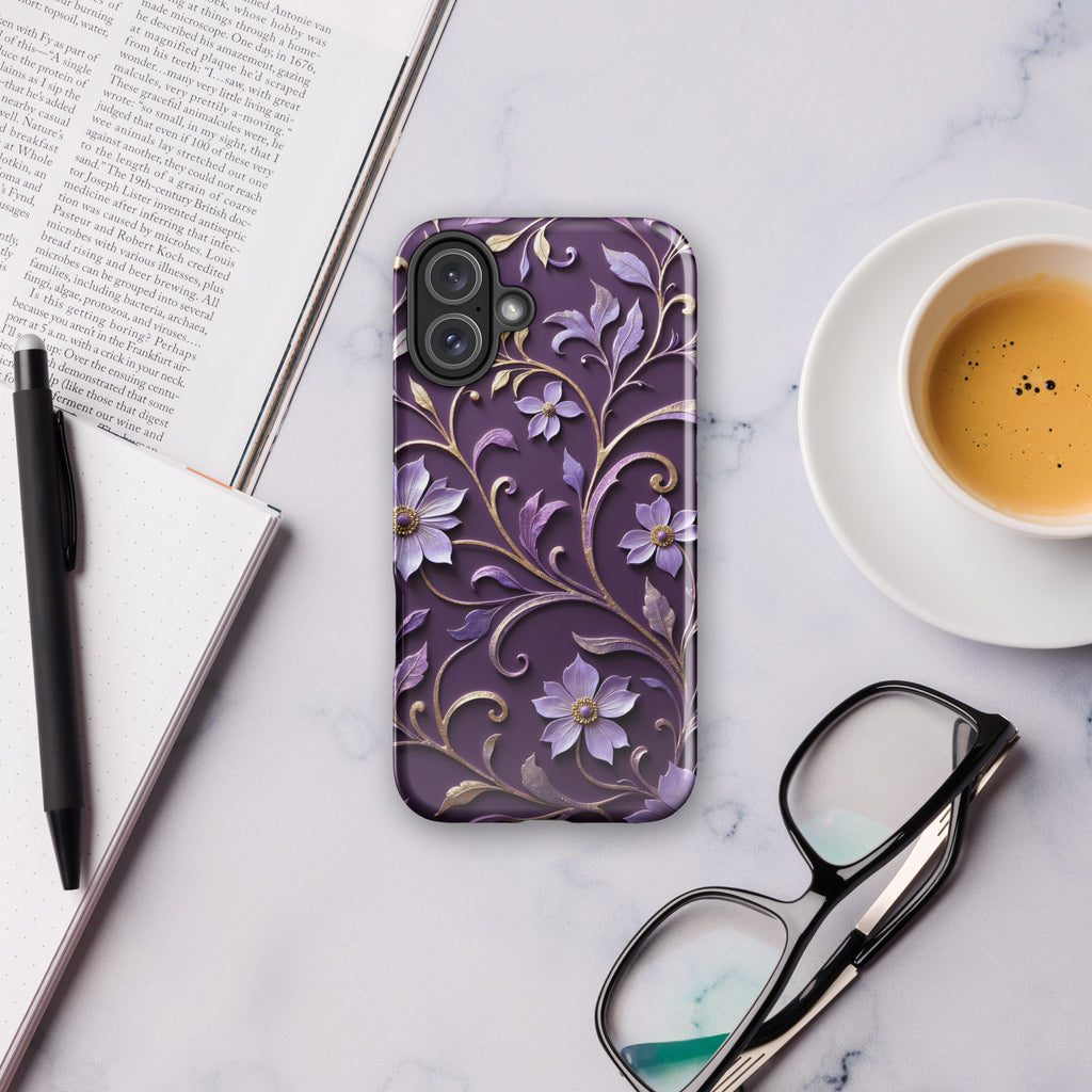 Royal Violet Filigree Tough Case for iPhone 16 Plus