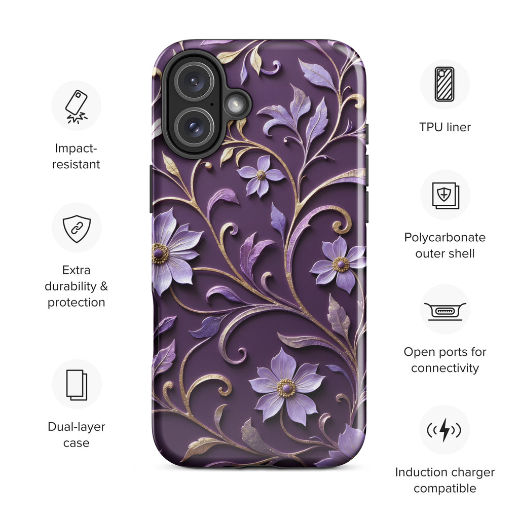 Royal Violet Filigree Tough Case for iPhone 16 Plus