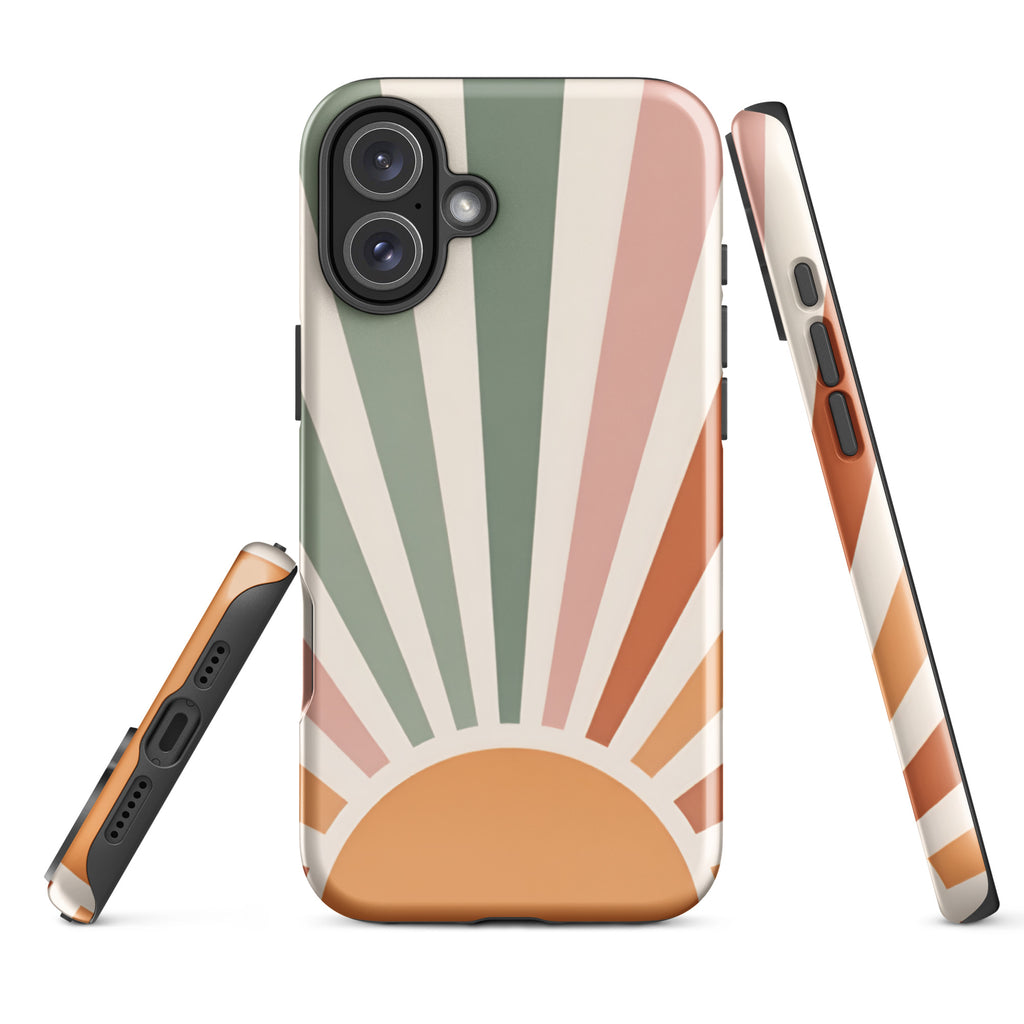 Retro Sunrise Tough Case for iPhone 16 Plus