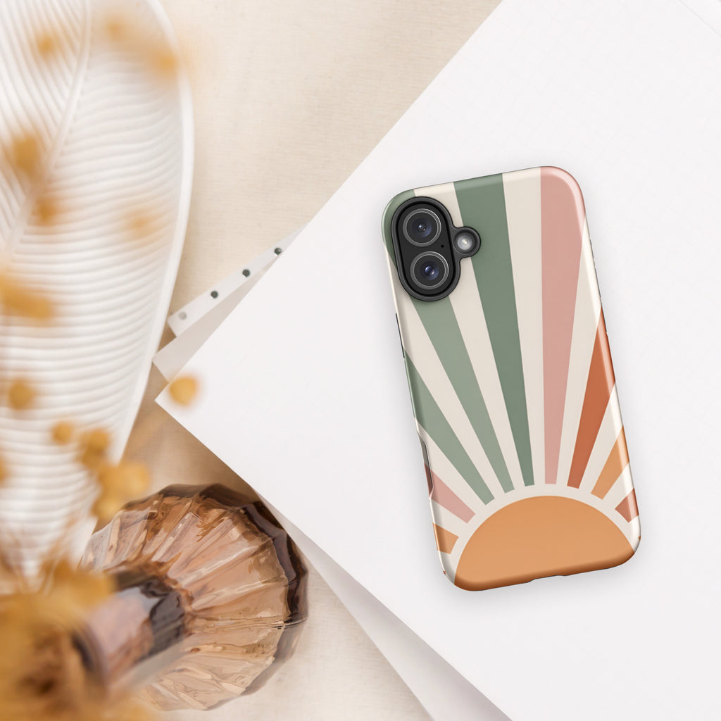 Retro Sunrise Tough Case for iPhone 16 Plus