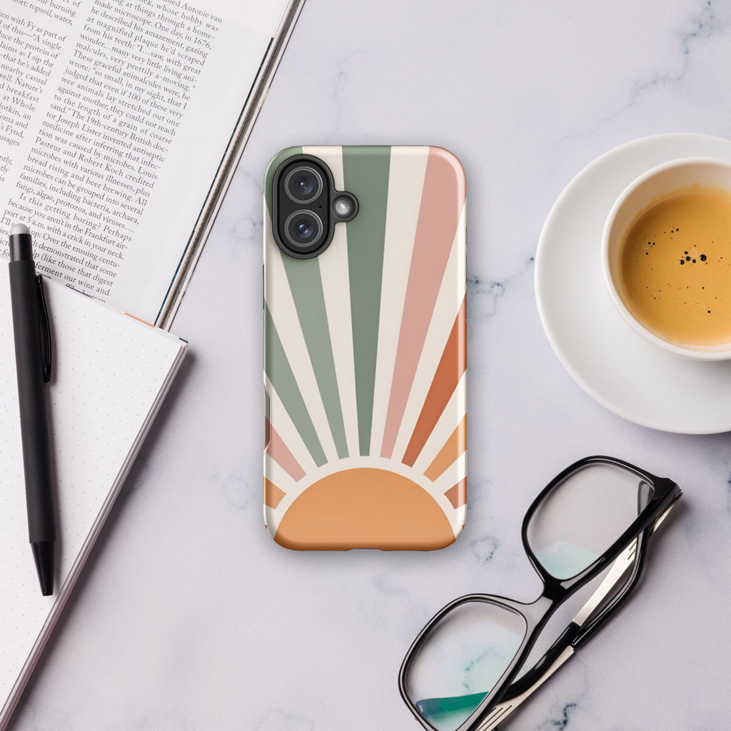 Retro Sunrise Tough Case for iPhone 16 Plus