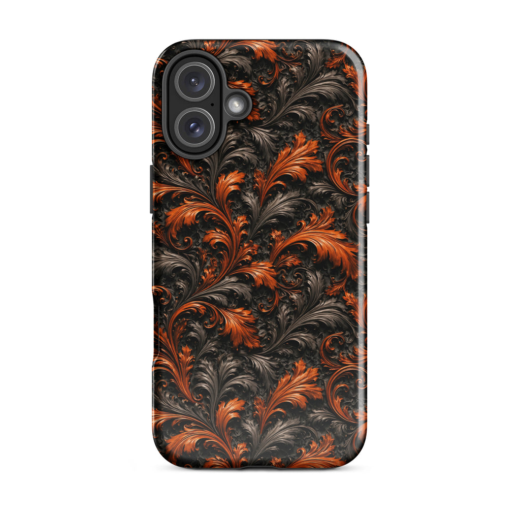 Burnt Orange Filigree Tough Case for iPhone 16 Plus
