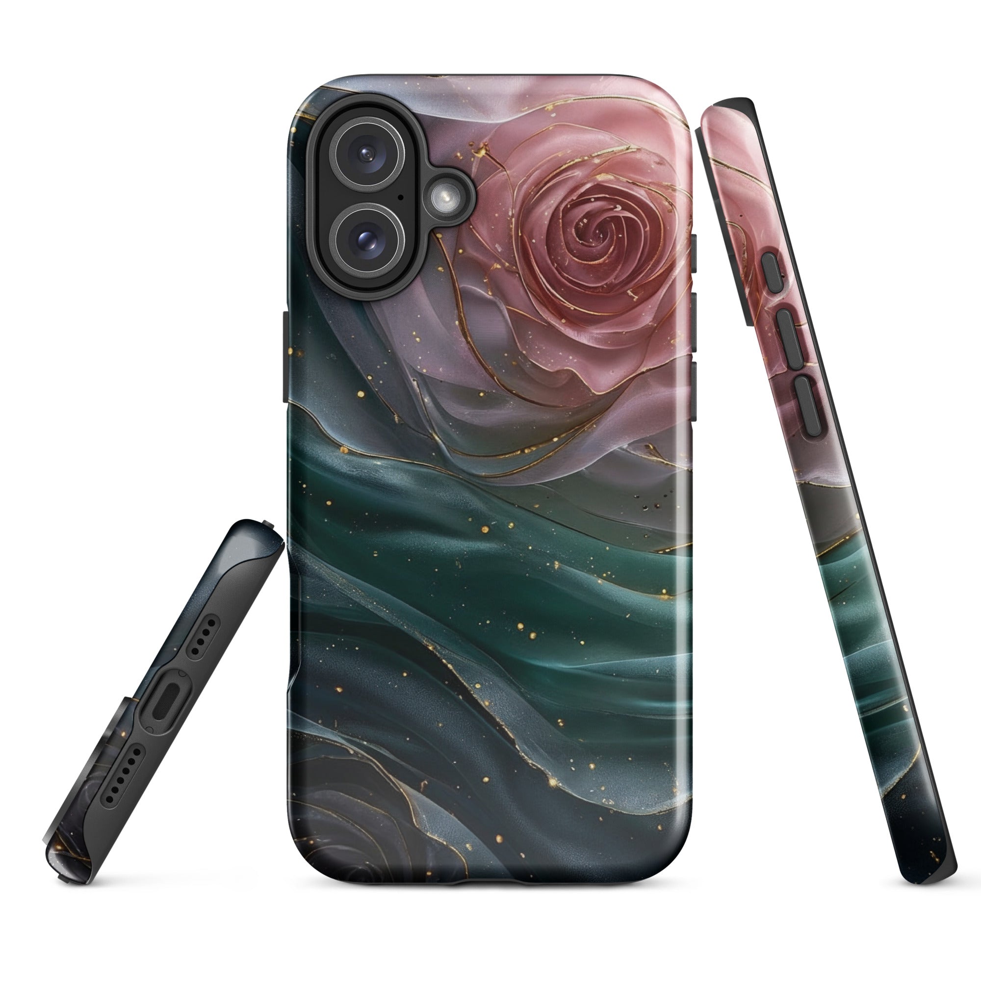 Elegant Rose Marble Tough Case for iPhone 16 Plus