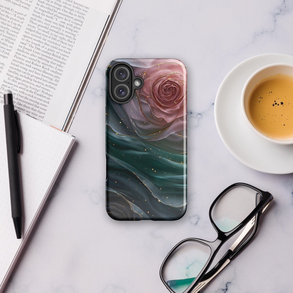 Elegant Rose Marble Tough Case for iPhone 16 Plus