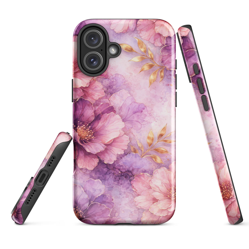 Pink Watercolor Floral Tough Case for iPhone 16 Plus